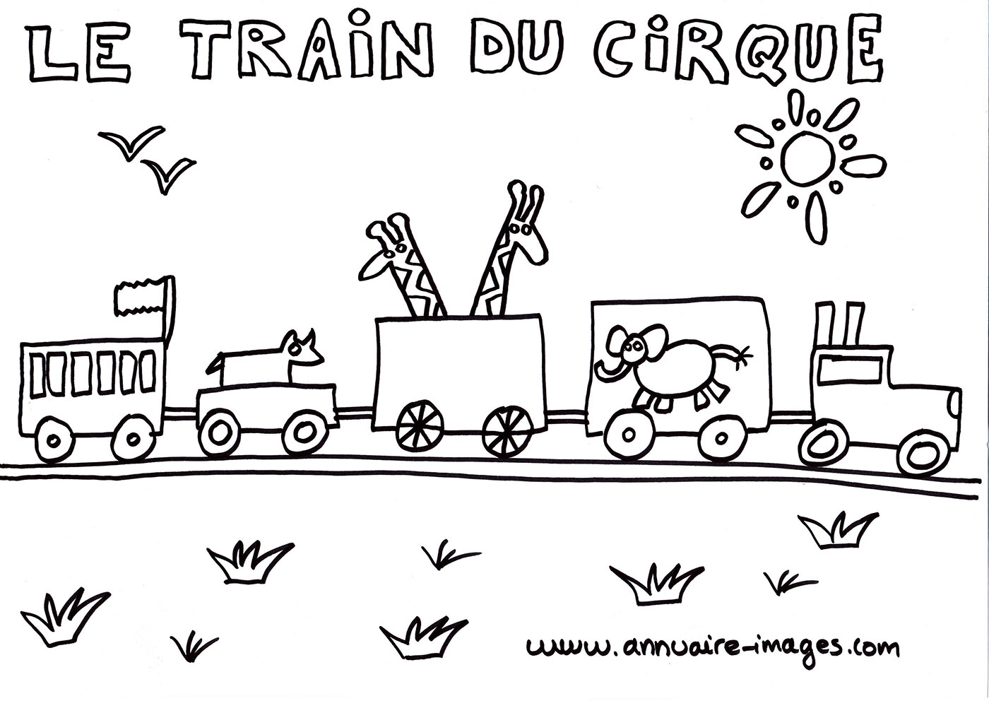 Train du cirque dessin à colorier