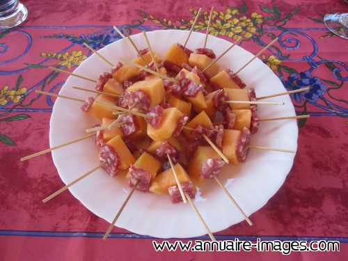 Assiette Amuse-gueules de saucisson et melon 