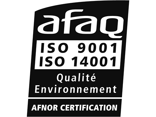 Logo de l'AFAQ ISO 9001 et 14001 en noir et blanc